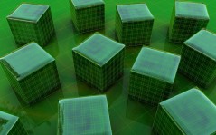 3D Green Cubes / 1920x1200