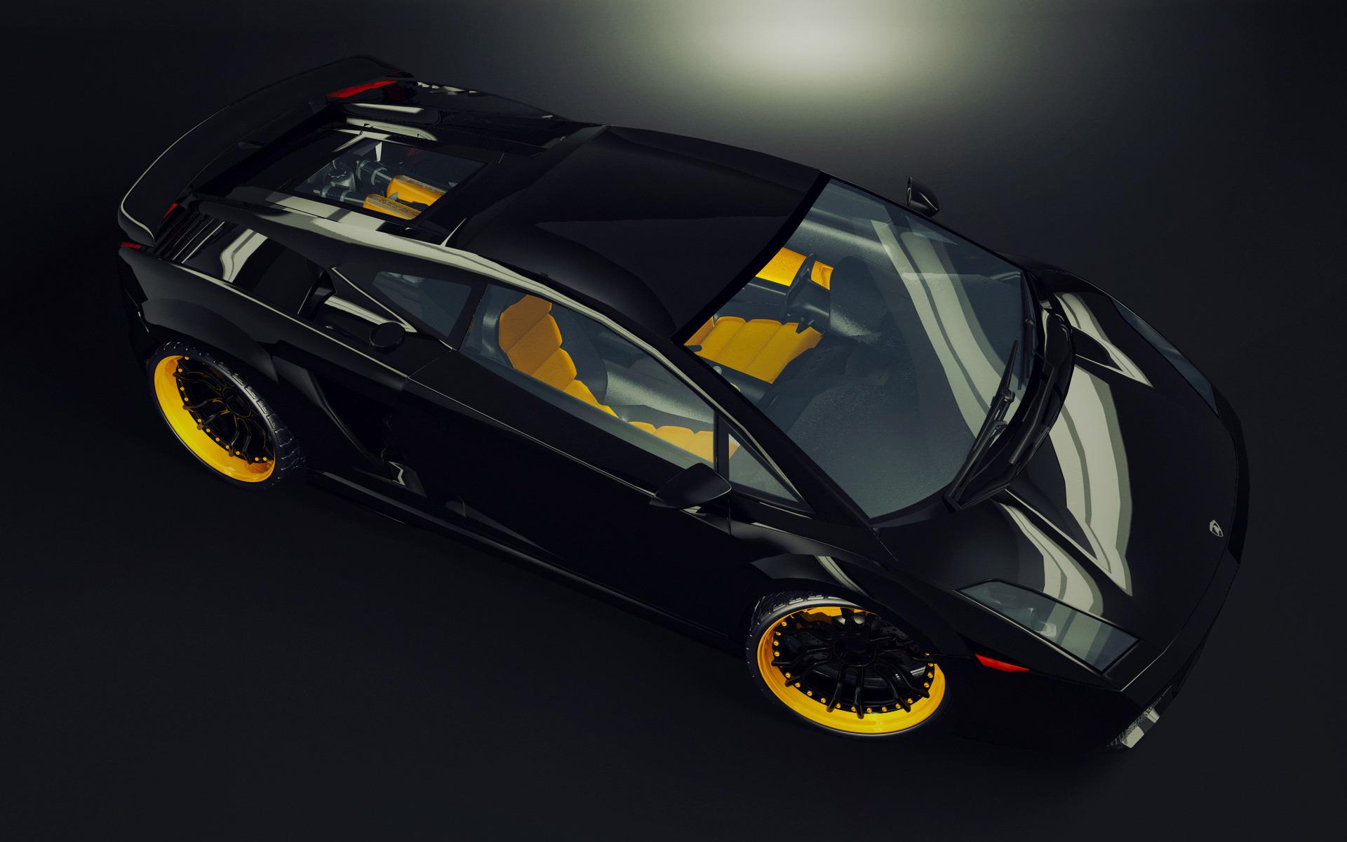 Обои Черный Lamborghini 1920x1200