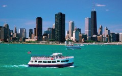 Чикаго, Иллинойс, вид с моря, для рабочего стола, города, пароход, море / 1600x1200