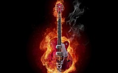 Горящая гитара - музыкальные креативные / 1280x1024