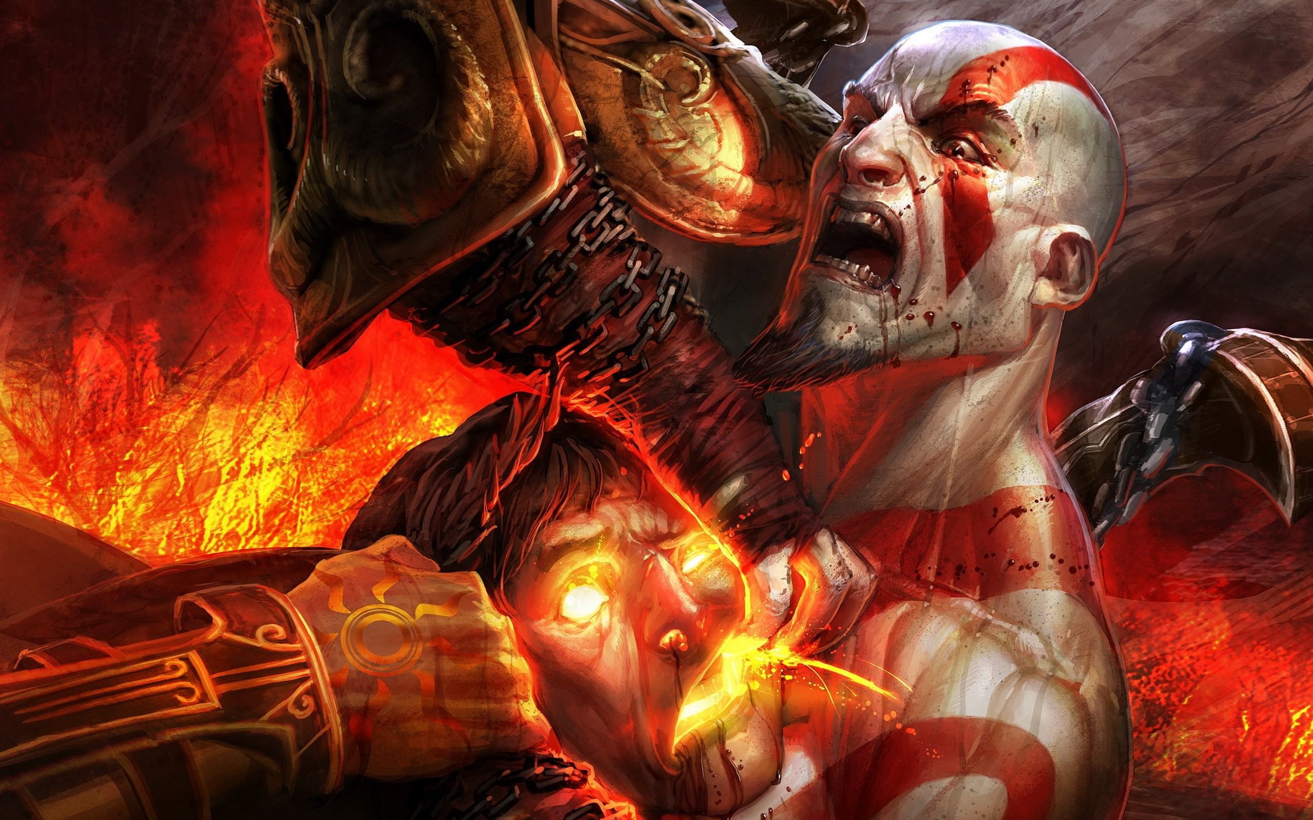 Обои Кратос, главный герой игры God Of War, арт- 2560x1600