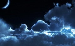Луна над облачным небом / 1600x1200