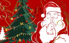 Нарисованный Дед Мороз и елка / 1920x1200
