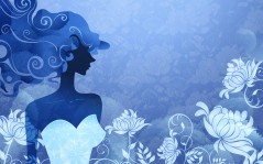Очертания девушки на светло-голубом фоне / 1920x1200