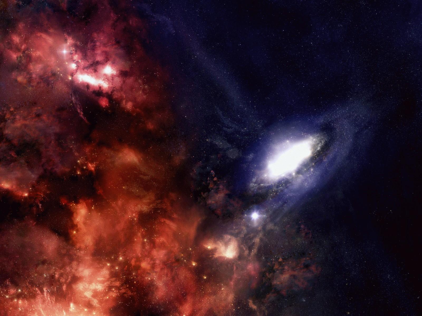 Обои Огненно-синее космическое пространство 1600x1200