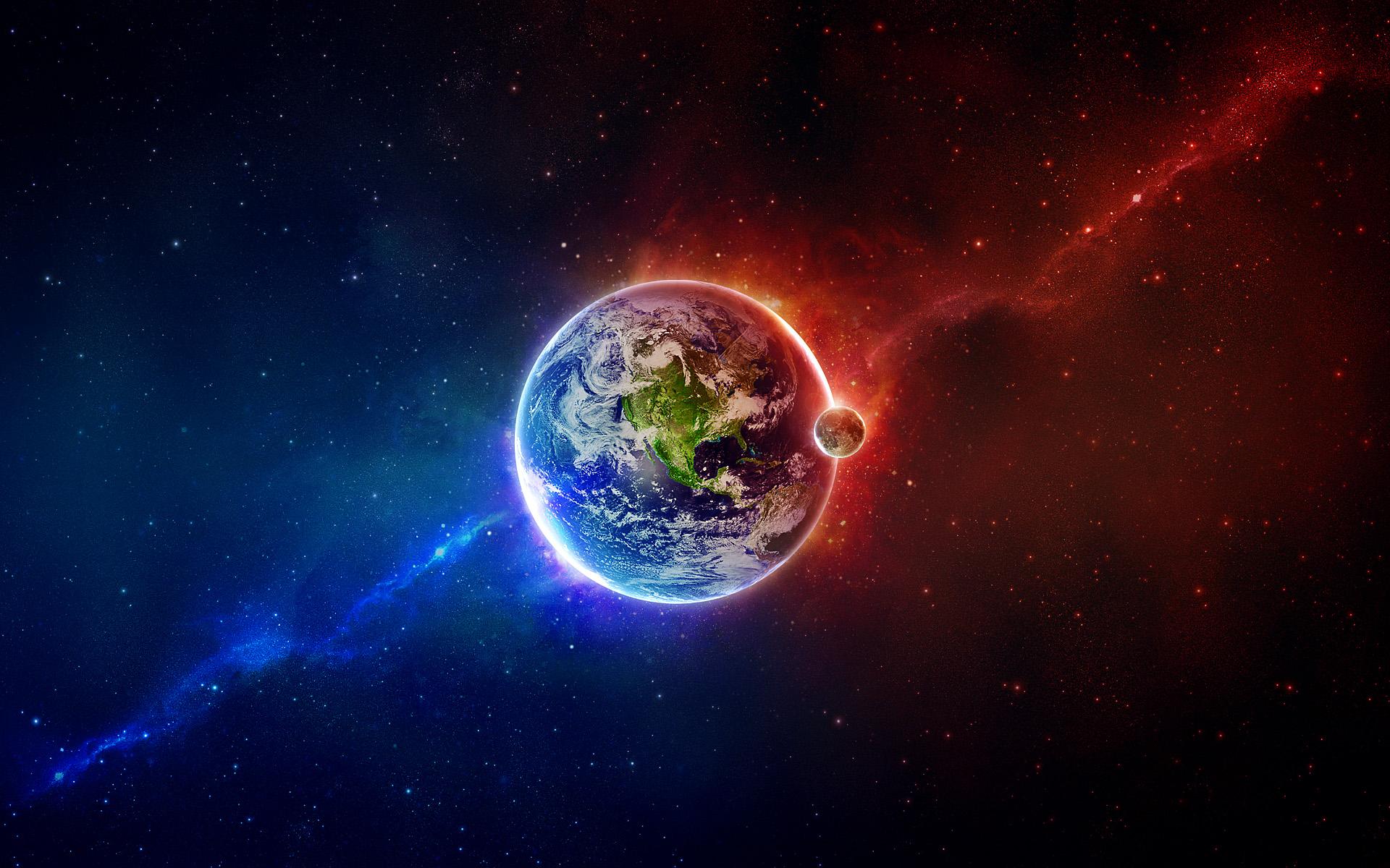 Обои Планета земля в необычном ракурсе - между красным и синим 1920x1200