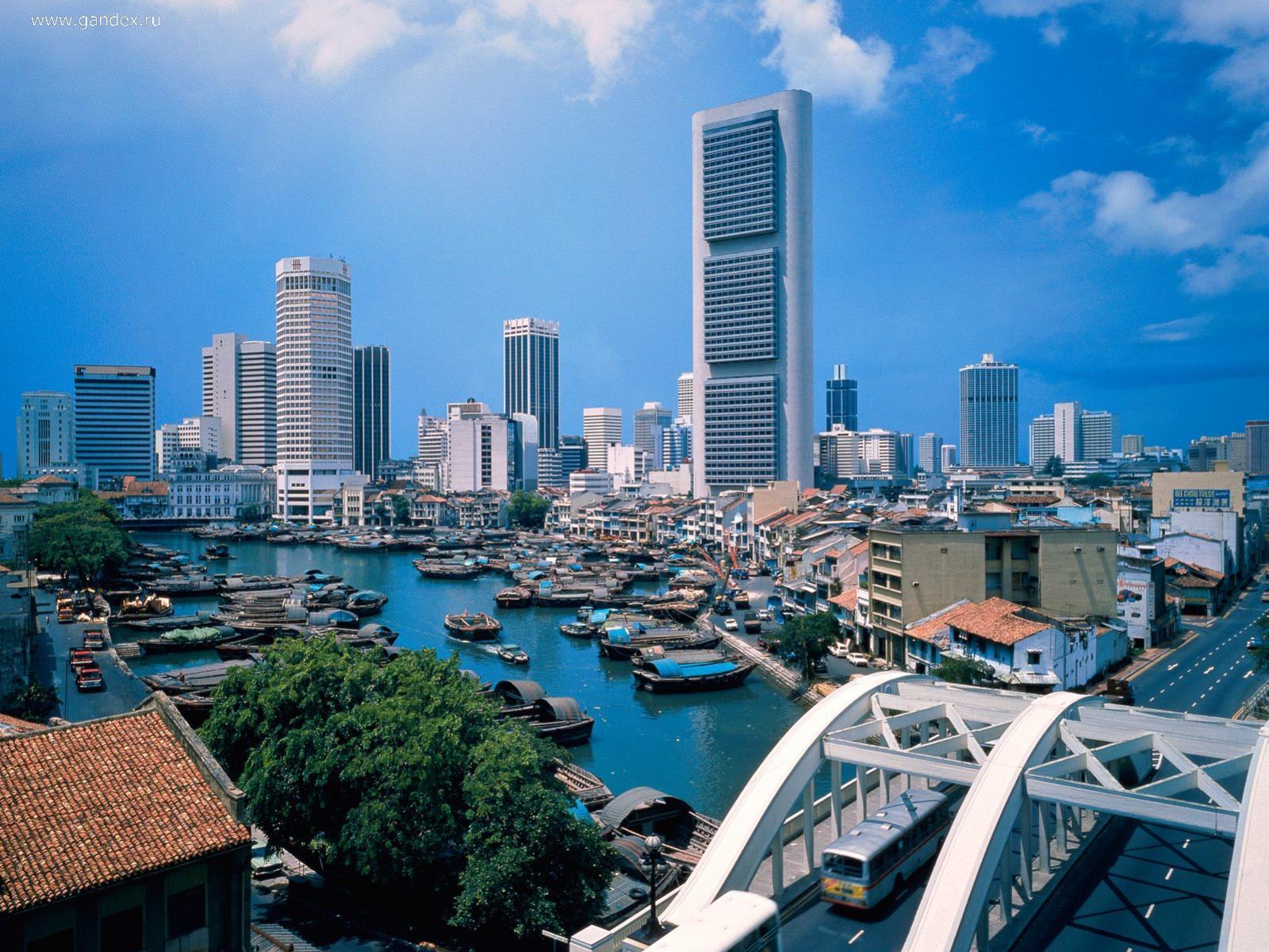 Обои Река Сингапур в Сингапуре, город, на рабочий стол 1600x1200