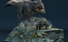 Скачать - 3D модели динозавров: тиранозавр, трицератопс / 1600x1200