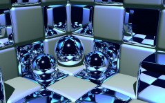 Трехмерная композиция кубов и шаров - на рабочий стол / 1280x1024